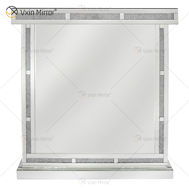 Vxin Home Decor WXF-142 Gabinete de vino alto con espejo de diamante triturado plateado con un cajón
