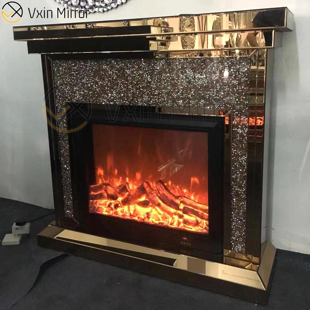 Vxin Mirror WXWF-1094 Chimenea con espejo de diamante triturado