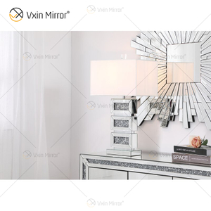 Suministro de fábrica WXTL-141 Lámpara de espejo de mesa LED de acrílico de cristal plateado moderno para luz cálida