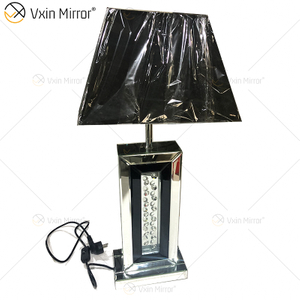 Fuente de fábrica WXTL-143 Lámpara de mesa con marco negro plateado moderno con pantalla para lámpara de espejo de dormitorio