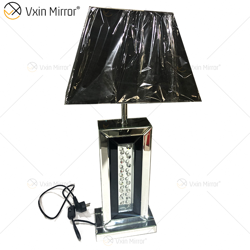 Fuente de fábrica WXTL-143 Lámpara de mesa con marco negro plateado moderno con pantalla para lámpara de espejo de dormitorio