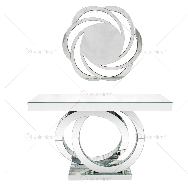 Directo de fábrica Diseño OO espejado para sala de estar con mesa de consola de diamante triturado Mesa de pasillo para tienda de hotel en casa