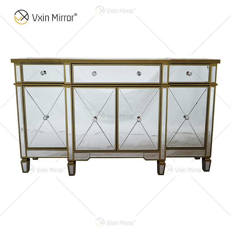 WXF-027-1 Gabinete de alacena con espejo de artículos para el hogar de vidrio de lujo con cajones Muti