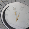Reloj con espejo WXMC-087 Decoración de pared con flexión plateada Reloj redondo de cristal elegante 3D