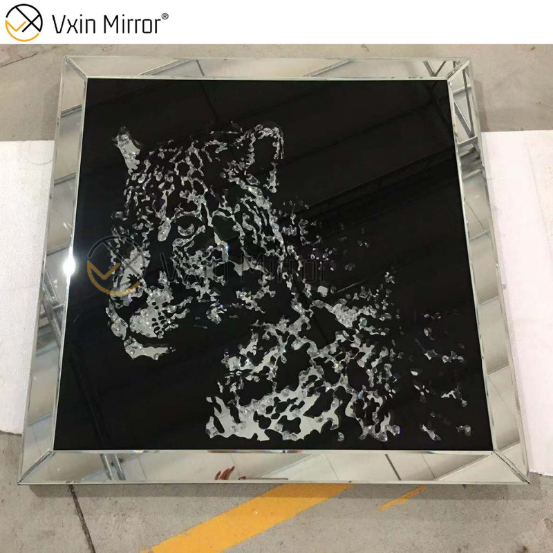 Gran oferta de muebles de dormitorio con espejo, armario, cama con espejo de diamante triturado negro con mesita de noche
