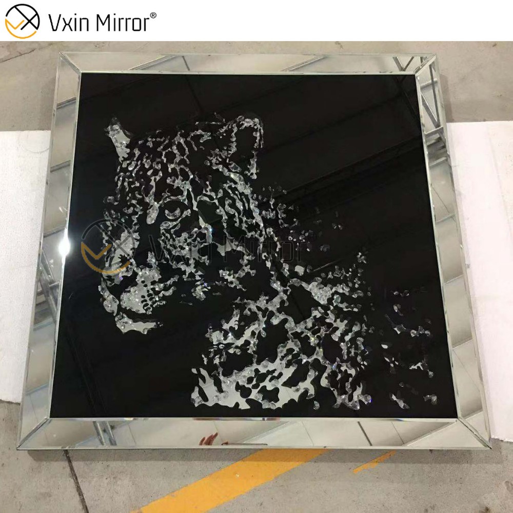 Gran oferta de muebles de dormitorio con espejo, armario, cama con espejo de diamante triturado negro con mesita de noche