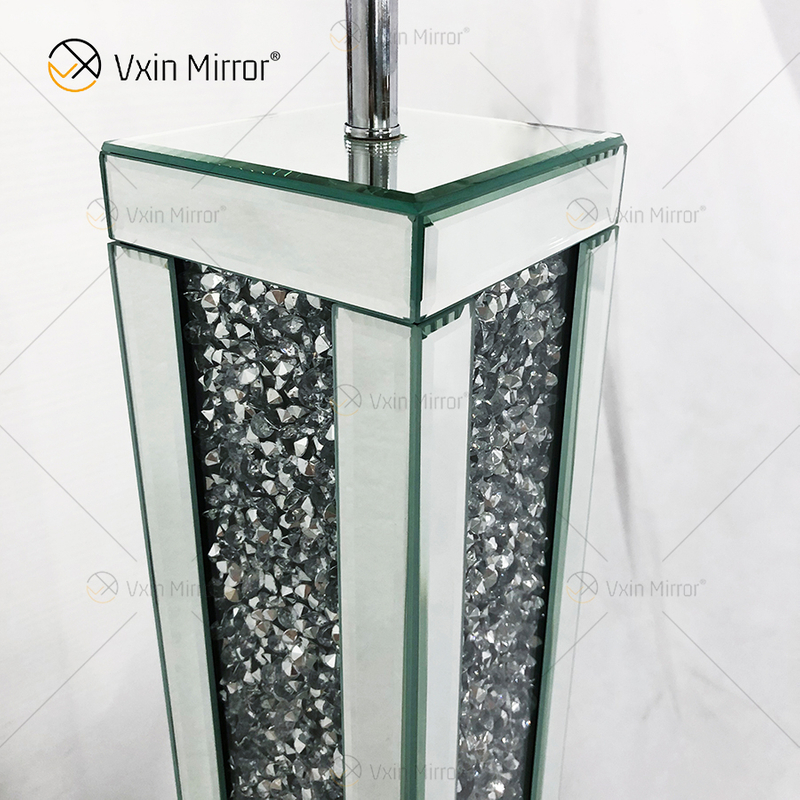 WXFL-032 Lámpara de pie de cristal plateado para sala de estar con pantalla para lámpara de espejo de hotel