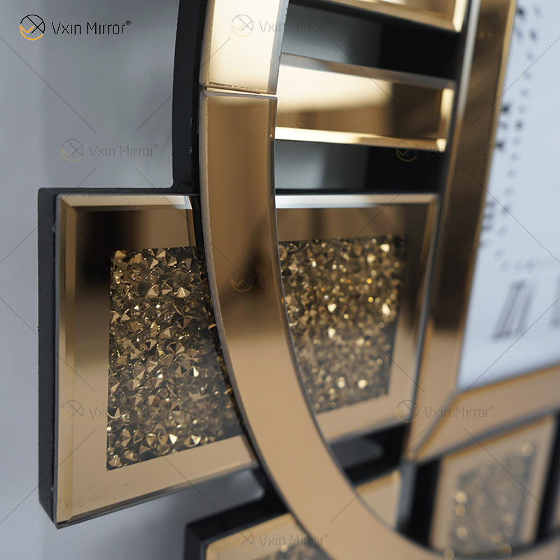 Reloj espejado WXMC-082 Diamante triturado Marrón Reloj redondo de lujo