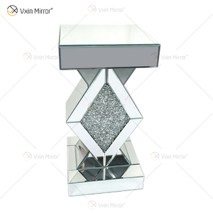 Barato Nuevo diseño Vxin WXF-115-1 Decoración para el hogar Mesa auxiliar de diamantes triturados Mesa auxiliar de muebles de espejo de plata