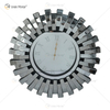 Reloj espejado WXMC-084 Vidrio doblado Decoración de pared plateada Reloj redondo 3D