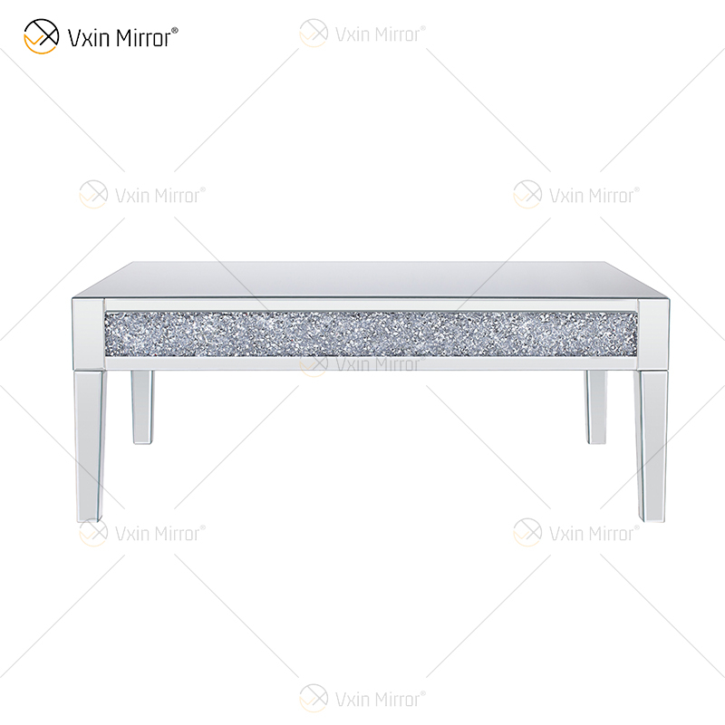 Mesa auxiliar personalizada Vxin WXF-170 Mesa de centro de plata hecha en casa con diamante triturado