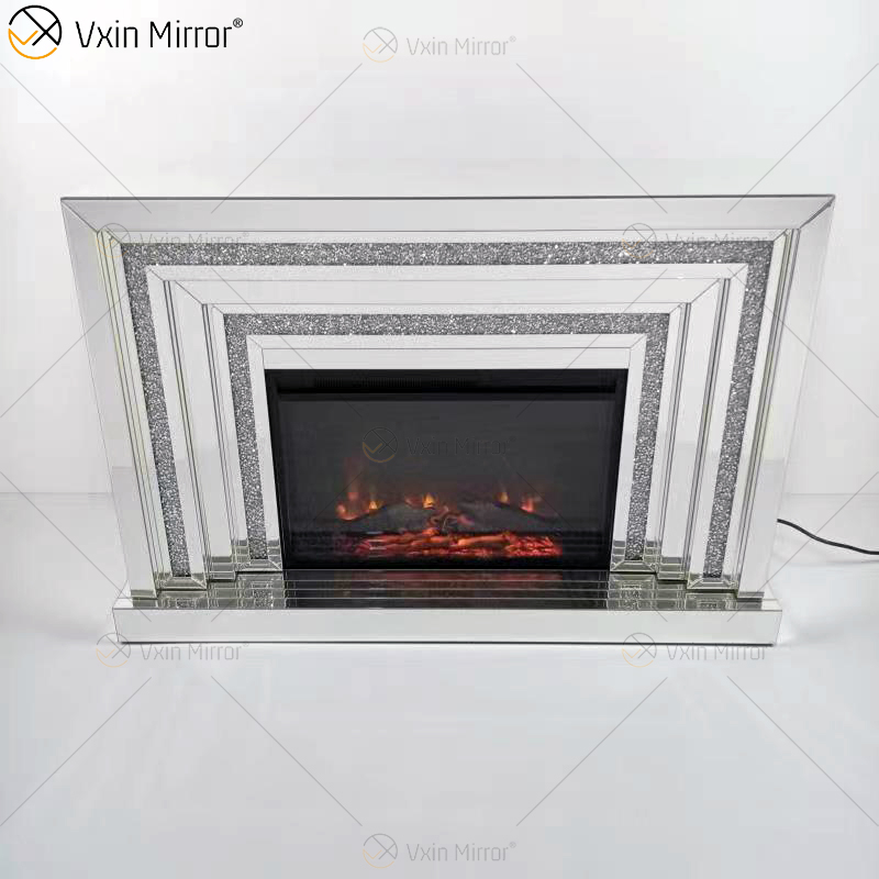 WXWF-1093 Chimenea de espejo de diamantes de cristal brillante flotante con inserciones en venta caliente personalizable