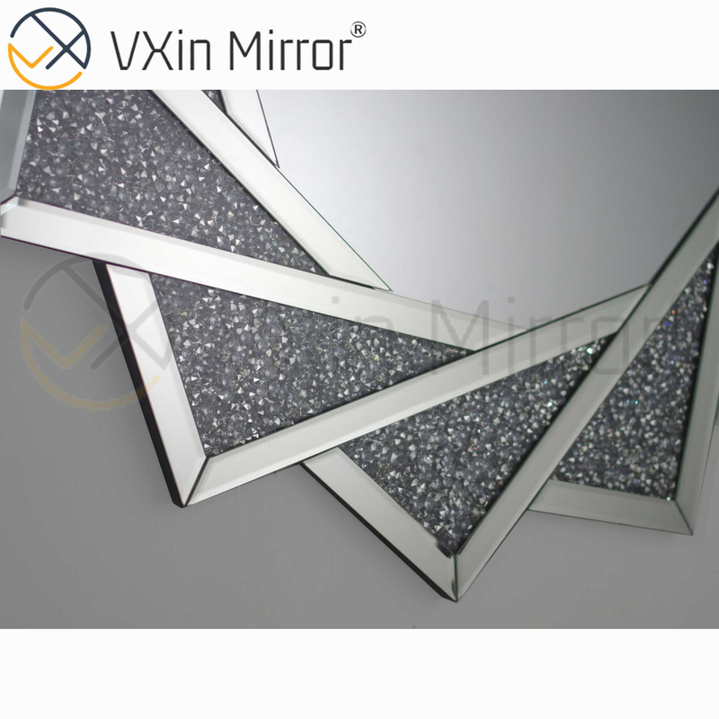 Venta caliente VXin WXM-1779 Espejo colgante de pared de diamante triturado de plata de cristal moderno