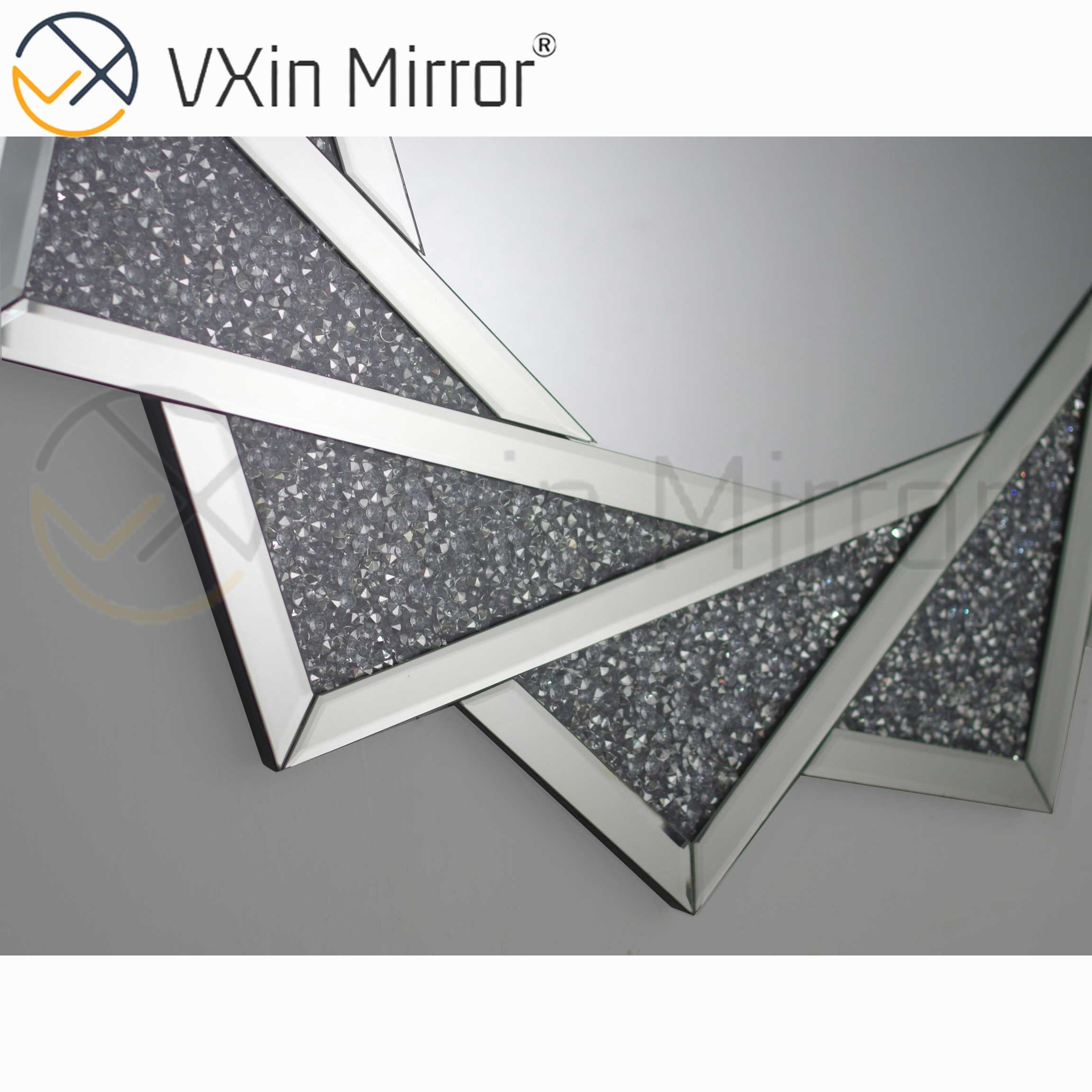 Venta caliente VXin WXM-1779 Espejo colgante de pared de diamante triturado de plata de cristal moderno