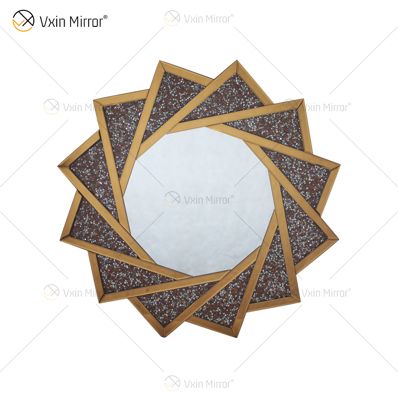 Venta caliente VXin WXM-1779 Espejo colgante de pared de diamante triturado de plata de cristal moderno