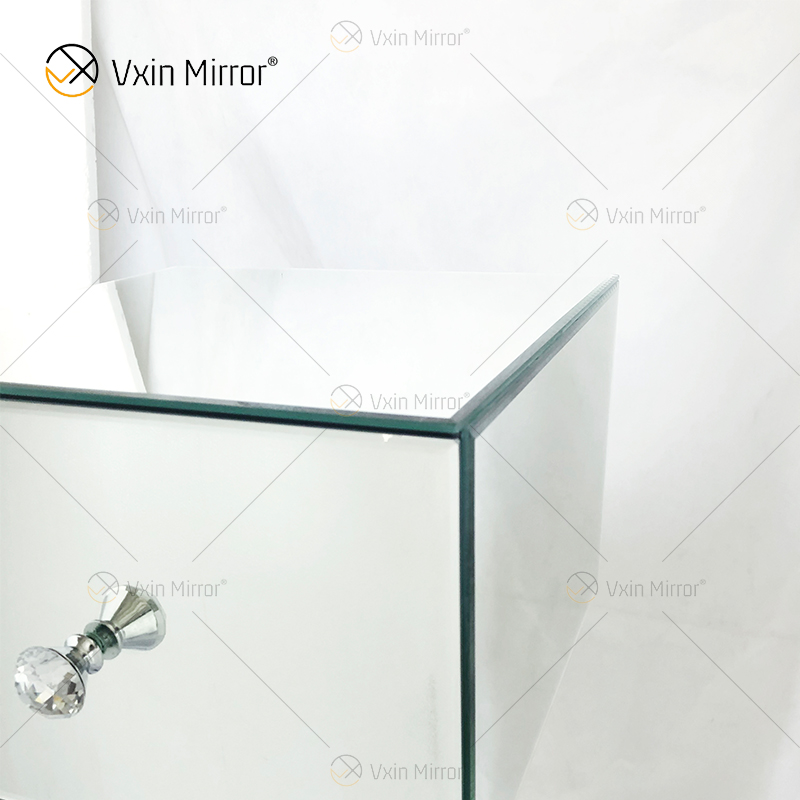 End Table Decor WXF-980 Modern Silver Crystal Mirrored Mesa auxiliar con cajón