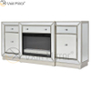 Muebles de espejo Vxin, soportes de TV para chimenea con espejo de champán y diamante triturado, soportes de armario con inserto de cristal