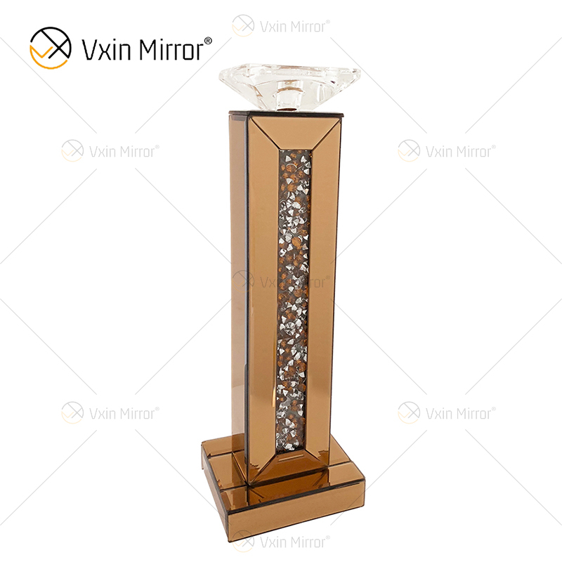 Nombre personalizable Moderno Elegante WXP-002 Plata Diamante triturado Mirrorr Portavelas