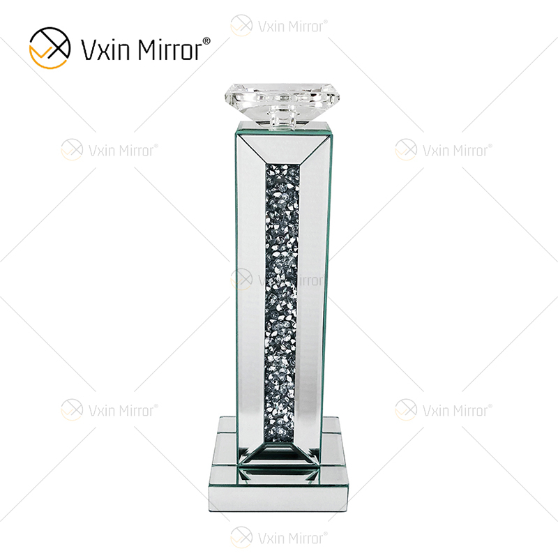 Nombre personalizable Moderno Elegante WXP-002 Plata Diamante triturado Mirrorr Portavelas