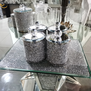 Paquete de calidad superior VX-01 Plata Decoración para el hogar Frascos y botellas de vidrio con espejo acrílico con tapa
