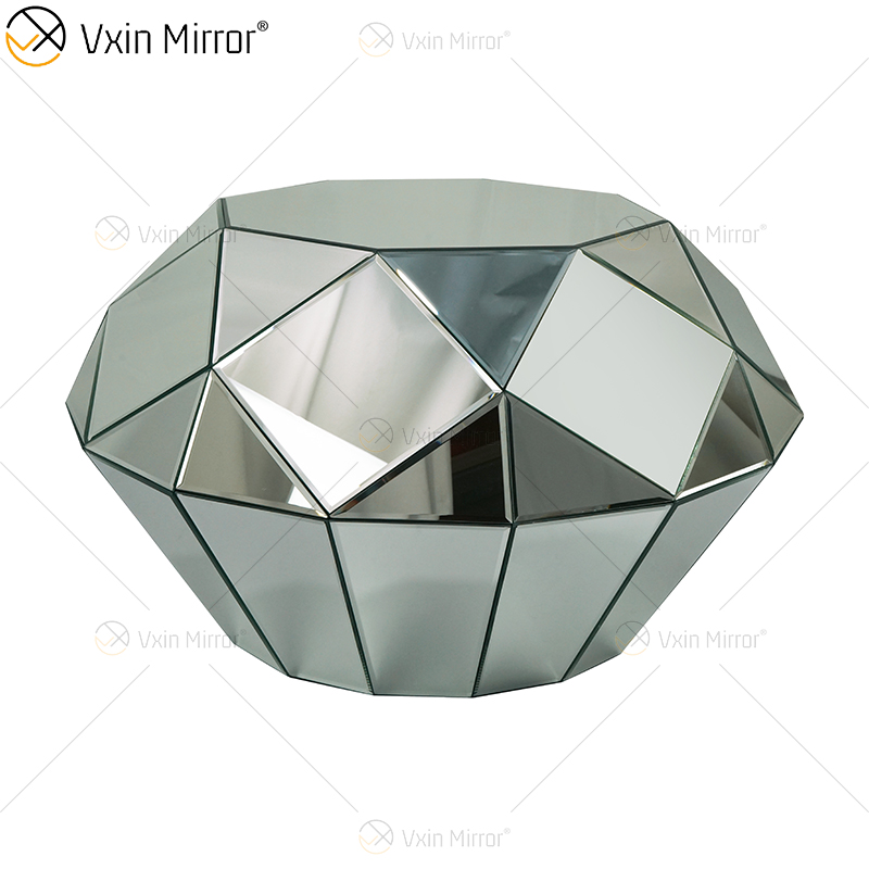 OEM Homemade WXF-1037 Triangle Silver Glass Mesa de centro reflejada Mesa auxiliar