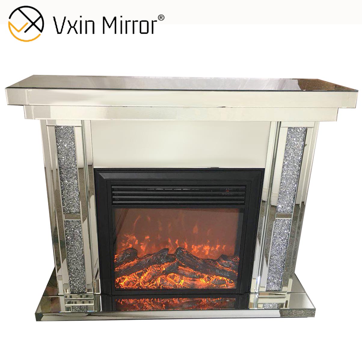 Venta caliente 2020 WXWF-043 Chimenea de espejo de diamante triturado con inserto de viento caliente