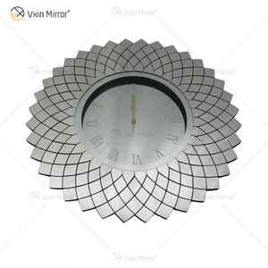 Reloj espejado WXMC-086 Escala de peces plateada Decoración de pared Reloj redondo de cristal elegante 3D