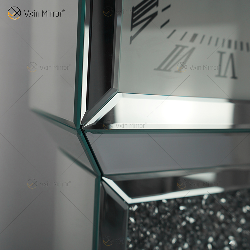 Reloj con espejo WXMC-053 Diamante triturado Reloj de pie elegante plateado