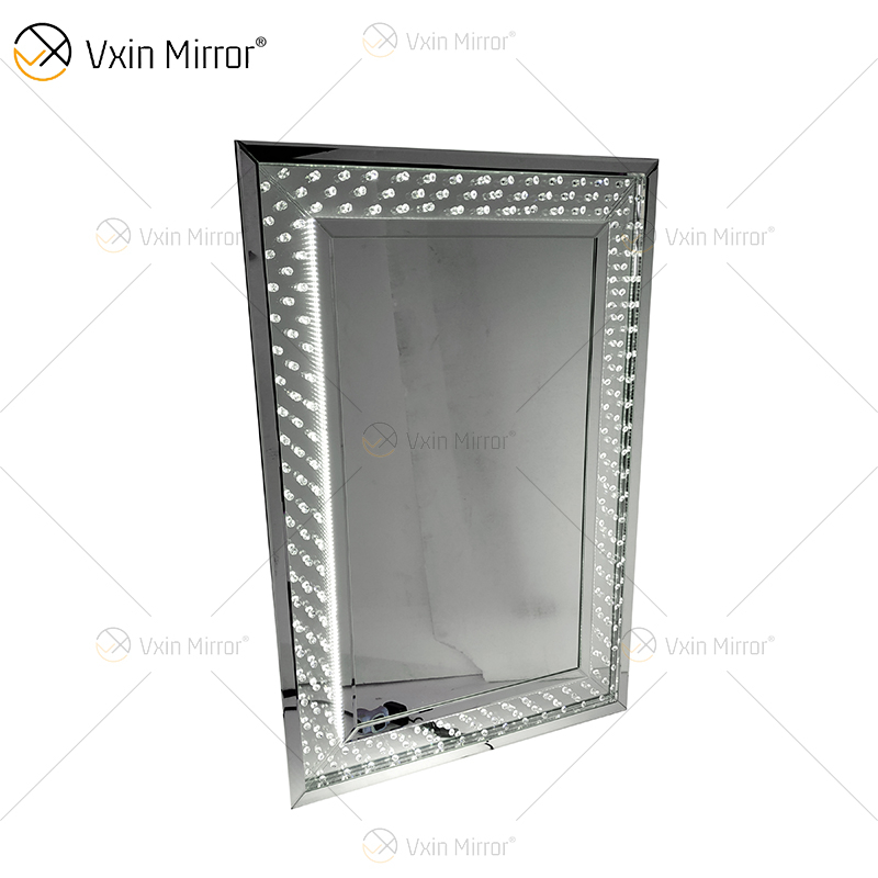 Buena calidad WXM-1167 LED Crystal Vanity Set Espejo de pared con 3 colores LED Decoración de pared Espejo iluminado