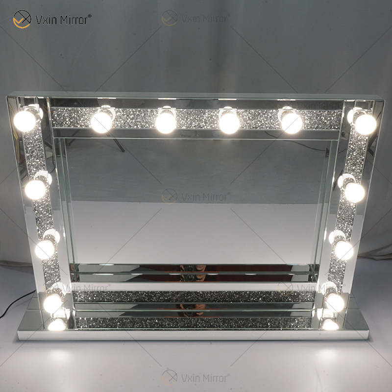 Venetian Styles WXDL-105 Espejo de tocador iluminado con cristal plateado con 12 bombillas para sofás de sala de estar