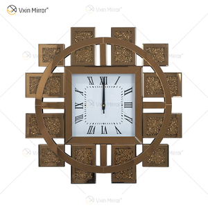 Reloj espejado WXMC-082 Diamante triturado Marrón Reloj redondo de lujo