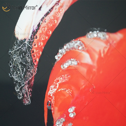 Vxin WXMA-57 pintura de porcelana de cristal resina flamenco marco cubierto espejo decorativo arte de pared