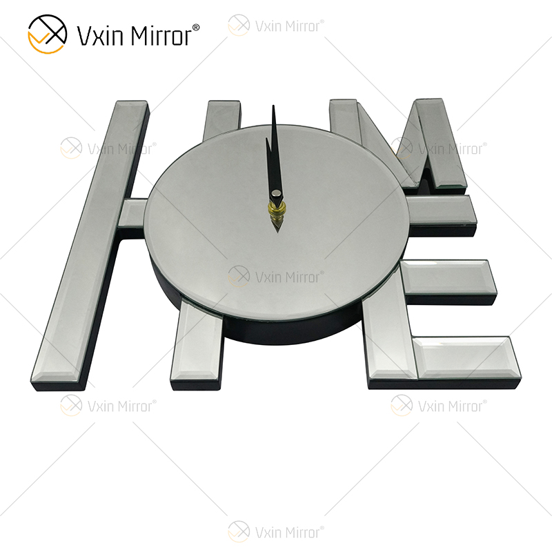 Reloj espejado WXMC-037 Decoración de pared plateada Reloj elegante LOVE