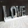 Espejo de diamantes de cristal triturado plateado con letras para colgar en la pared, espejo de decoración de amor con espejo de Navidad, arte de pared para muebles de sofá