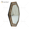 Espejo plateado octogonal de diamante aplastado de cristal para decoración de pared marco colgante de pared menos espejo decoración de diamantes WXM-1780
