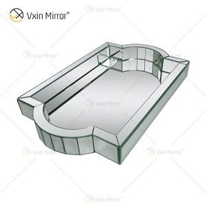 Elegant Decor WXMT-007 Bandeja rectangular con espejo plateado de vidrio moderno