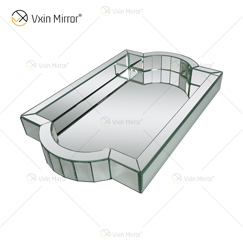 Elegant Decor WXMT-007 Bandeja rectangular con espejo plateado de vidrio moderno