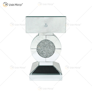 Factory Supply Vxin End Table WXF-157 Mesa auxiliar con espejo de diamante triturado plateado con cajón
