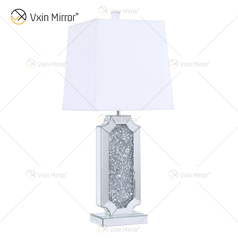 Vxin Supply WXTL-004 lámpara de espejo de mesa de cristal triturado de plata moderna para dormitorio