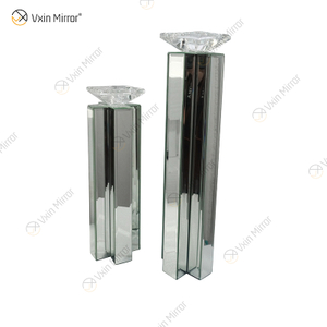 2 colores moderno elegante WXCH-079 cristal plateado Mirrorr portavelas para boda en casa