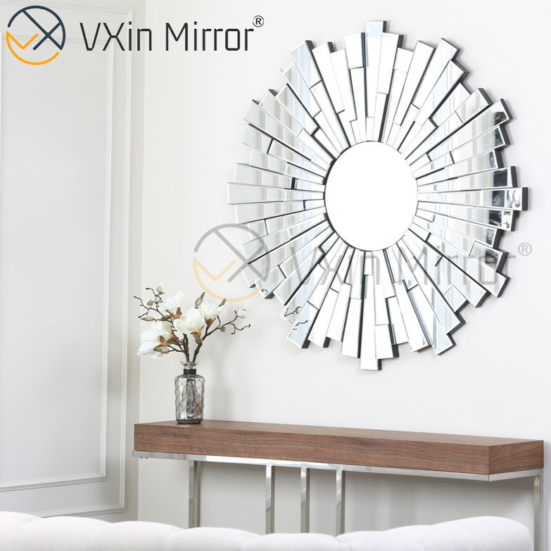Vxin Wall Decoration WXM-1004 Espejo colgante de pared de vidrio 3D plateado
