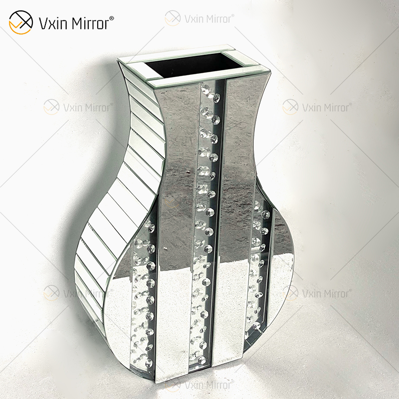 WXMV Home Hotel Decor interior plata triturado diamante espejado grande seguidor ollas espejo jarrón