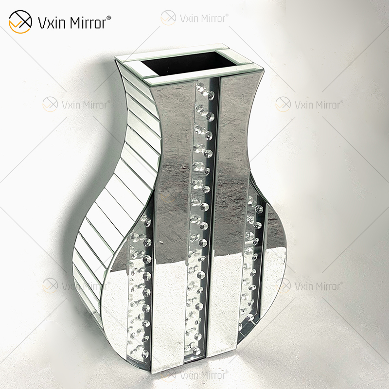 WXMV Home Hotel Decor interior plata triturado diamante espejado grande seguidor ollas espejo jarrón