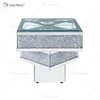 Vxin WXF-158-1 Mesa auxiliar de vidrio templado con espejo plateado y mesa auxiliar de diamante triturado 3D
