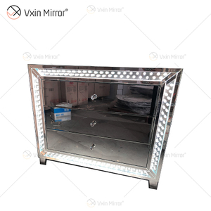 WXF-2140 Cuentas octogonales LED Moda simple Tres cajones LED Gabinete Partido Espejo LED Enchufe personalizado