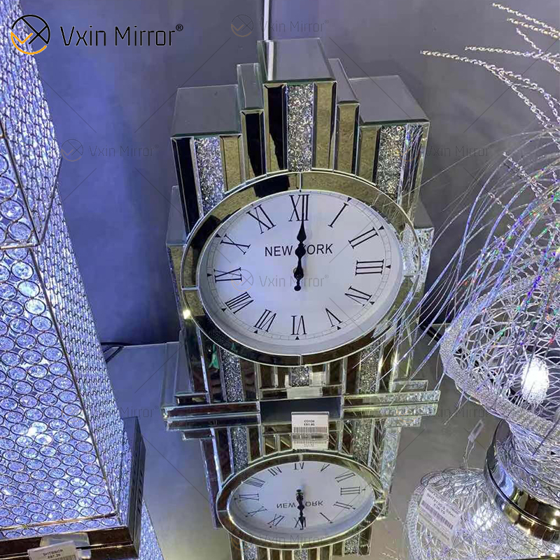 Reloj de mesa rectangular con espejo plateado cristalino WXMC de nuevo diseño de fábrica