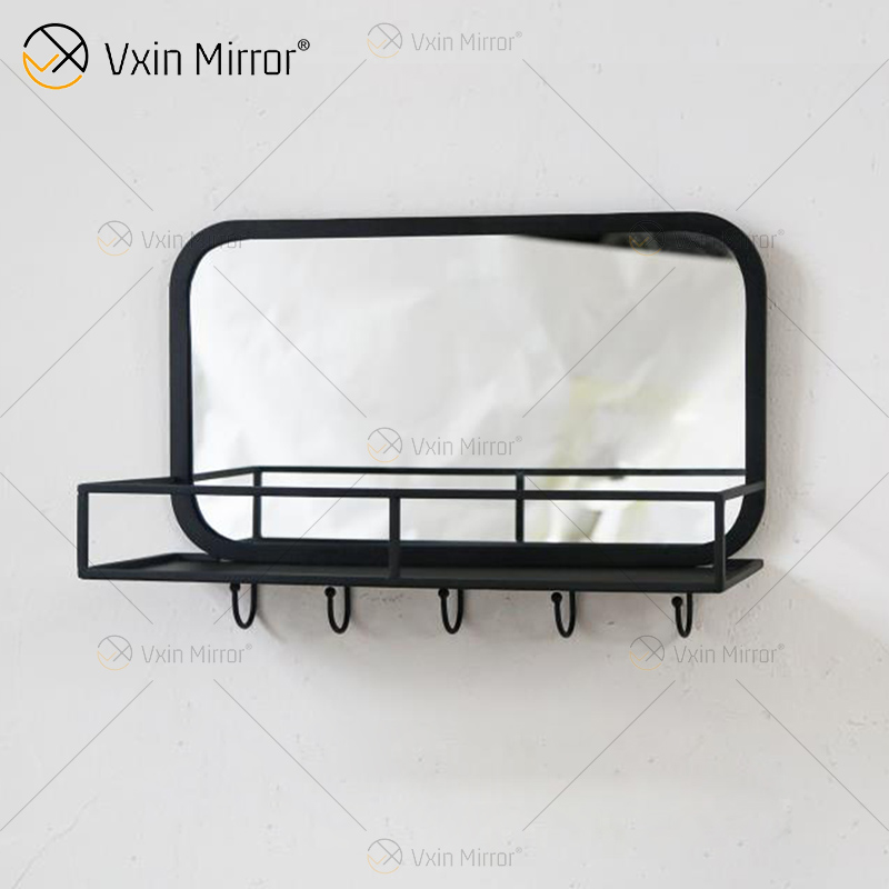 Suministro de fábrica Vxin, decoración de pared plateada, estante de almacenamiento de Metal plateado, estante de pared rectangular con espejo