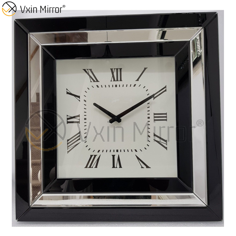 Reloj de pared cuadrado con espejo plateado de suministro de China al por mayor