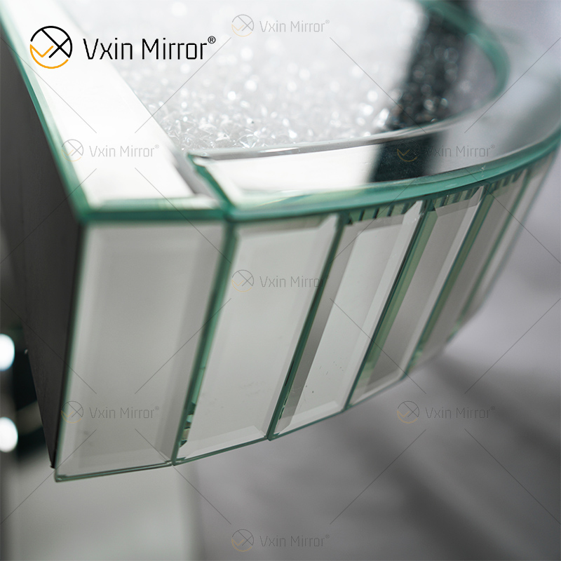 Mesa de consola de muebles para el hogar al por mayor con mesas de consola de diamante de cristal triturado modernas con espejo