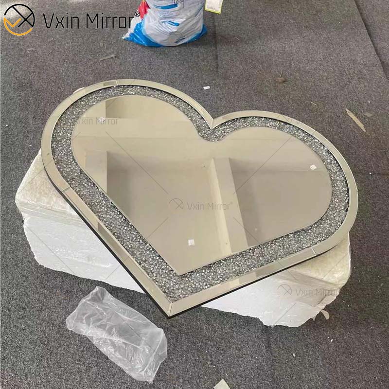 Mesa de consola de diseño de corazón de cristal plateado con suministro de fábrica de espejos Vxin con pasillo de espejo para muebles de sala de estar